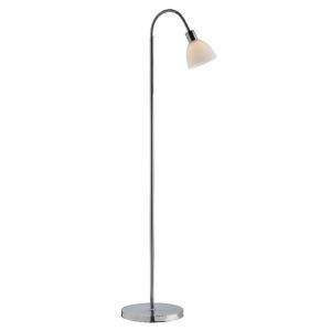 SELSEY Lampa podłogowa Ray 155 cm srebrna ze szklanym kloszem