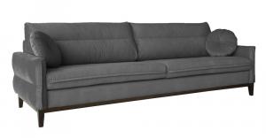 SELSEY Sofa Macchiata ciemnoszara trzyosobowa welur