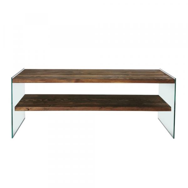 SELSEY Szafka RTV Tevost szklana z drewnianymi półkami 120 cm
