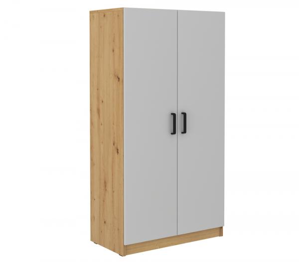SELSEY Szafa dwudrzwiowa Stundly z ośmioma półkami 80 cm Dąb artisan/Szary