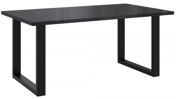 SELSEY Stół Brooklyn 160x90 cm czarny połysk z czarnymi nogami w kształcie U