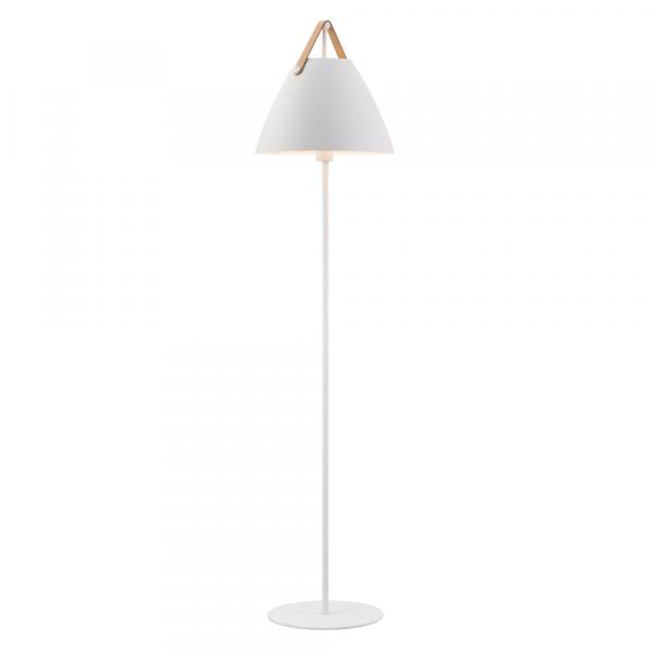 SELSEY Lampa podłogowa Strap 153,7 cm biała ze skórzanym paskiem