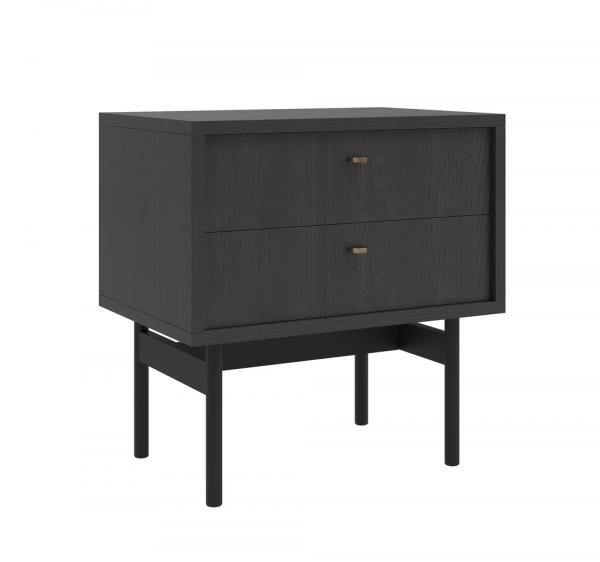 SELSEY Szafka nocna Olar z dwiema szufladami 55 cm Jesion Portland czarny