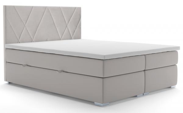 SELSEY Łóżko kontynentalne 160x200 cm Korello z dwoma pojemnikami gołębie welur hydrofobowy