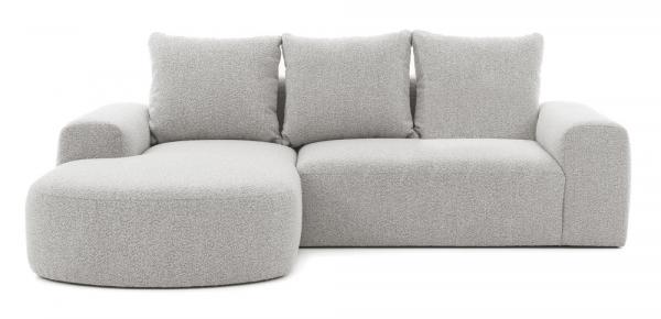 SELSEY Narożnik modułowy Castellina L-kształtny 255 cm mniejszy szary w tkaninie boucle lewostronny