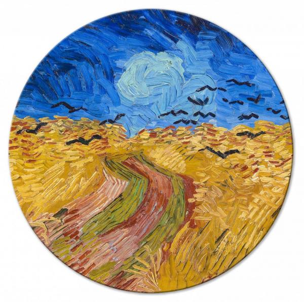 SELSEY Obraz okrągły Pole pszenicy z krukami Vincent van Gogh średnica 80 cm