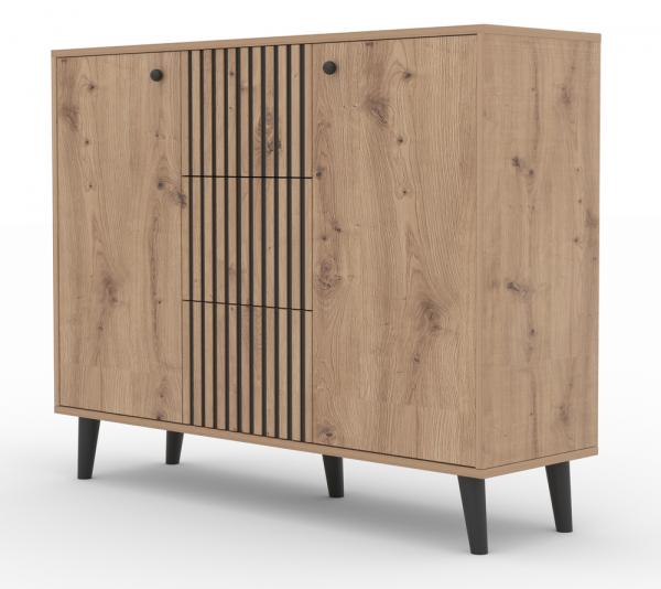 SELSEY Komoda dwudrzwiowa Complinni 120 cm dąb artisan lamele