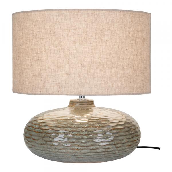 SELSEY Lampa stołowa Canver beżowy abażur na ceramicznej podstawie