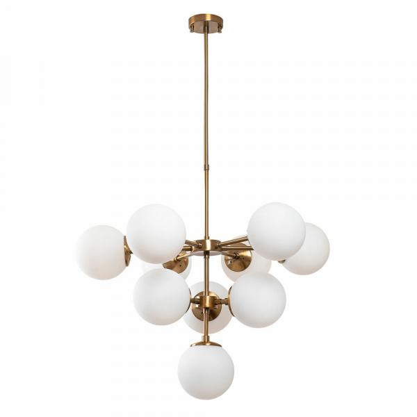 SELSEY Lampa wisząca Horrelf x10 złota/ mleczne klosze