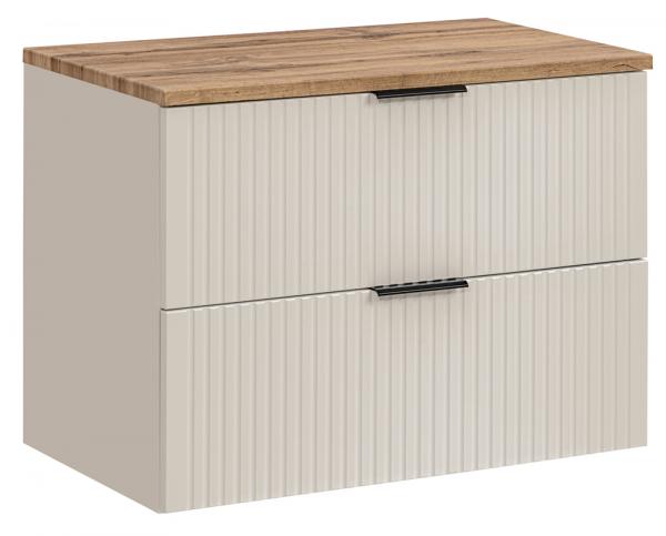 SELSEY Szafka łazienkowa dwuszufladowa Temirni z blatem 80 cm beżowa/dąb wotan