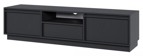 SELSEY Szafka RTV dwudrzwiowa Evo z szufladą 154 cm czarna na cokole