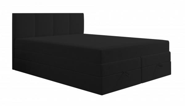 SELSEY Łóżko kontynentalne 180x200 cm Feliceto z pojemnikami materacami bonellowymi i kieszeniowym czarne welur hydrofobowy