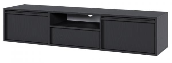 SELSEY Szafka RTV dwudrzwiowa Evo z szufladą wisząca 154 cm Czarna