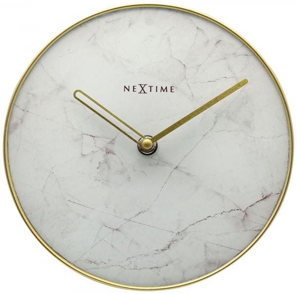 SELSEY Zegar stojący Marble 20 cm biało-złoty