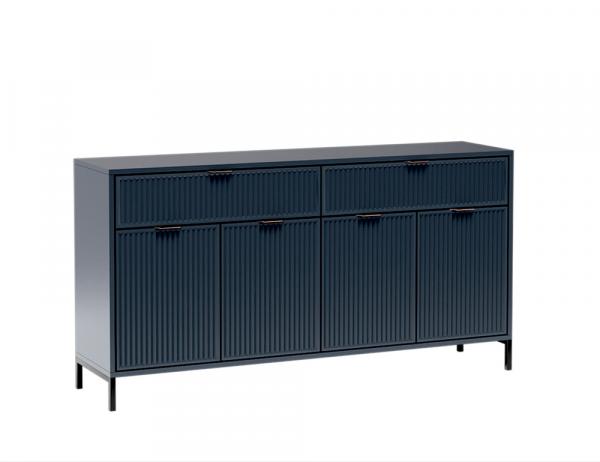SELSEY Komoda czterodrzwiowa Passimo 165cm z dwoma szufladami ciemny granat