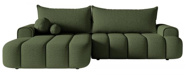 SELSEY Narożnik z funkcją spania Dandelino L-kształtny lewostronny z pojemnikiem khaki boucle