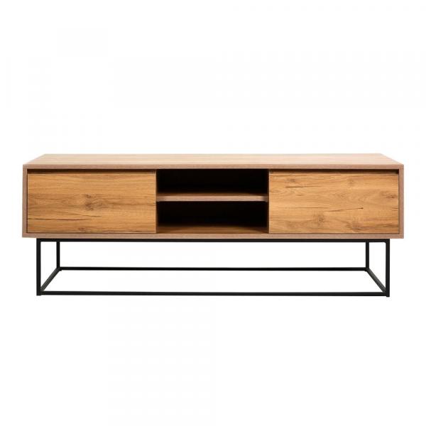 SELSEY Szafka RTV Gienah czarny/orzech 140 cm