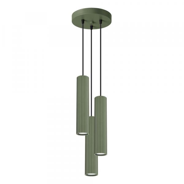 SELSEY Lampa wisząca Karbon 3P zielona oliwka