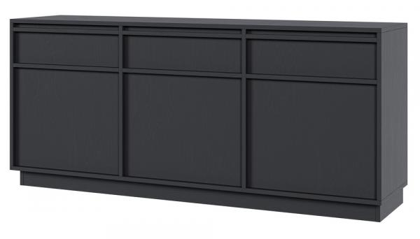 SELSEY Komoda trzydrzwiowa Evo z szufladami 154 cm czarna na cokole