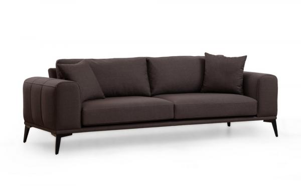 SELSEY Sofa trzyosobowa Normity na metalowych nóżkach brązowa