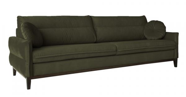 SELSEY Sofa Macchiata oliwkowa trzyosobowa welur