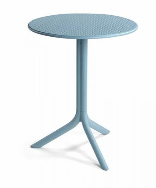 SELSEY Okrągły stół ogrodowy Step Nardi 60 cm z certyfikowanego tworzywa jasnoniebieski