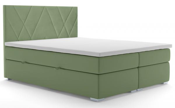 SELSEY Łóżko kontynentalne 180x200 cm Korello z dwoma pojemnikami eukaliptusowe welur hydrofobowy