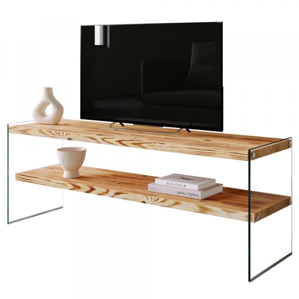 SELSEY Szafka RTV Neigro 35x120 cm orzech na szklanej podstawie