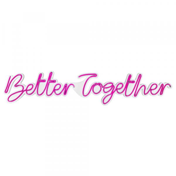 SELSEY Neon na ścianę Letely z napisem Better Together różowy