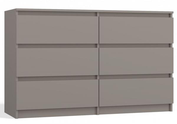 SELSEY Komoda Malwa z sześcioma szufladami 120 cm szara
