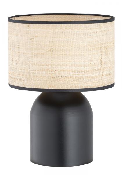 SELSEY Lampka nocna Zingic 35 cm czarna z rattanowym abażurem