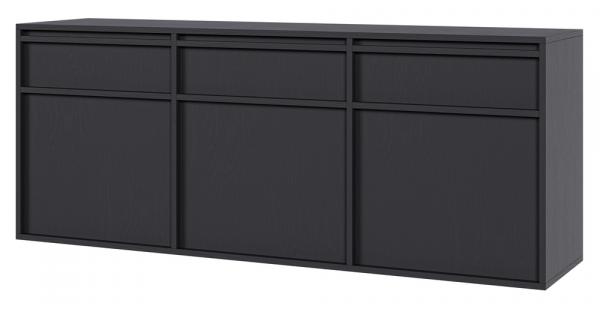 SELSEY Komoda trzydrzwiowa Evo z szufladami wisząca 154 cm Czarna