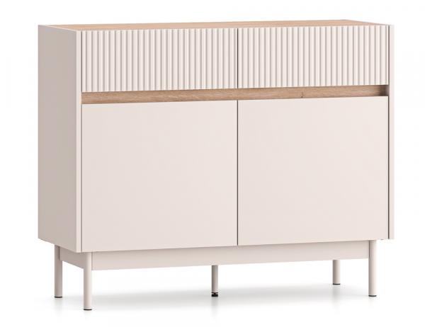 SELSEY Komoda dwudrzwiowa Dunea z dwiema szufladami 104 cm kaszmir/dąb