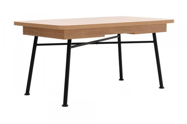 SELSEY Stół Crattale 160x90 cm rozkładany w kolorze naturalnym na czarnych nogach