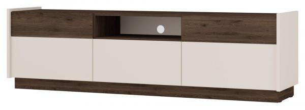 SELSEY Szafka RTV Kobbe z pięcioma szufladami i wnęką 173 cm beż piaskowy / orzech okapi