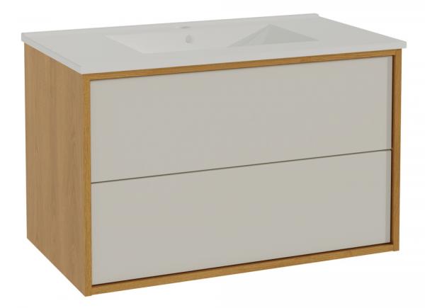 SELSEY Szafka łazienkowa z umywalką Erin 80 cm dąb/biały