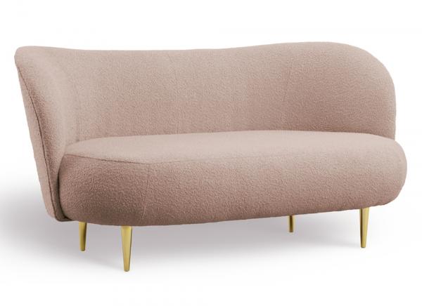 SELSEY Sofa trzyosobowa Alago różowa boucle na złotych nogach