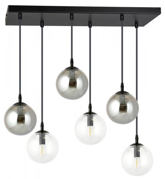 SELSEY Lampa wisząca Fregene grafitowo-transparentna x6