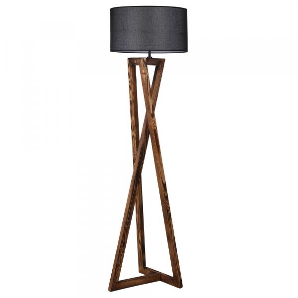 SELSEY Lampa stojąca nowoczesna Klavoir czarna z jasnym drewnem