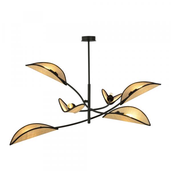 SELSEY Lampa wisząca Farang x6 czarno-rattanowa