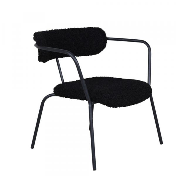 SELSEY Fotel Hingtor czarny w tkaninie boucle