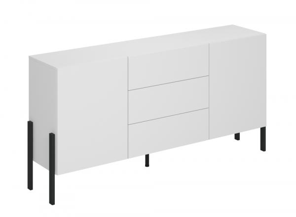 SELSEY Komoda dwudrzwiowa Jukon z trzema szufladami 184 cm Biały