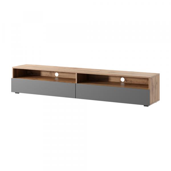 SELSEY Szafka RTV Rednaw 180 cm Dąb wotan / Szary połysk