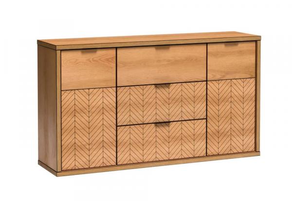 SELSEY Komoda dwudrzwiowa Carmello z szufladami 158 cm dąb karmel