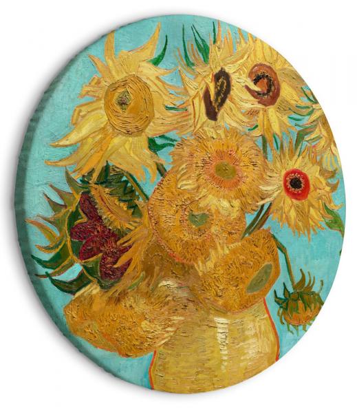 SELSEY Obraz okrągły Wazon z dwunastoma słonecznikami Vincent van Gogh średnica 40 cm