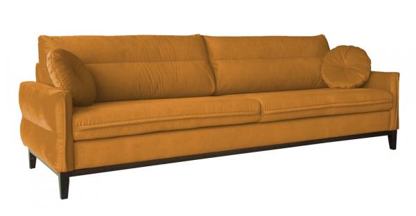 SELSEY Sofa Macchiata musztardowa trzyosobowa welur