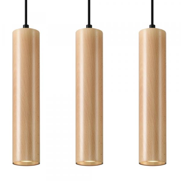 SELSEY Lampa wisząca Lino 3L naturalne drewno