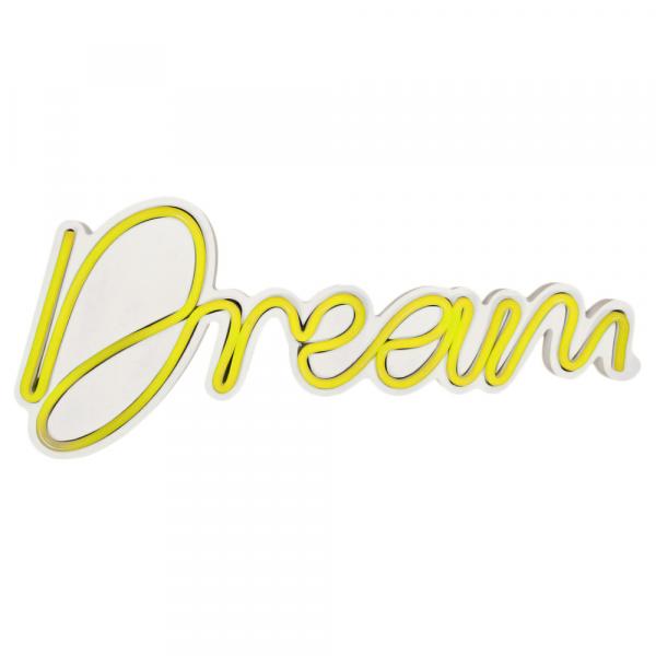 SELSEY Neon na ścianę Letely z napisem Dream żółty