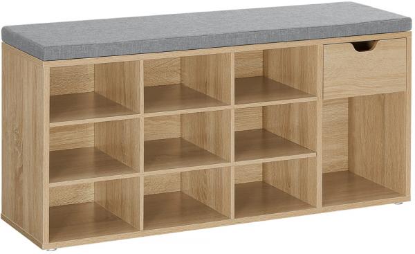 SELSEY Szafka na buty Sonvero z dziesięcioma półkami 104 cm dąb sonoma szare siedzisko