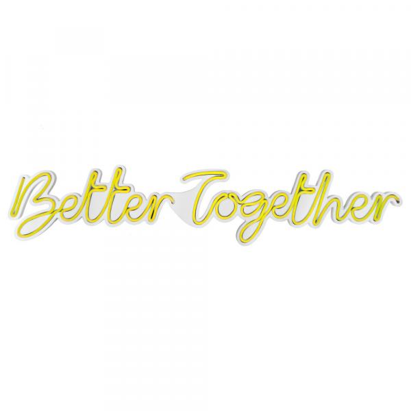 SELSEY Neon na ścianę Letely z napisem Better Together żółty